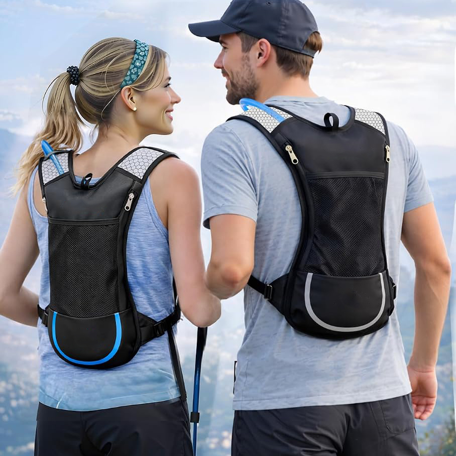 Mochila para montar en bicicleta, bolsa de agua para exteriores, bolsa deportiva de viaje transpirable, correa ajustable para hombre y mujer, parte trasera suave personalizada de nailon