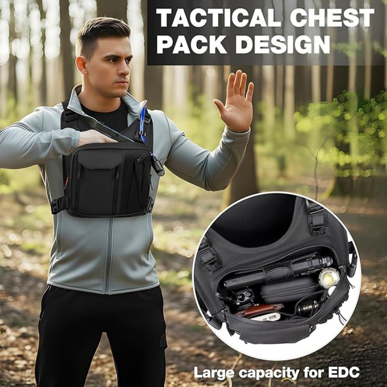 Chaleco táctico para correr para hombre con vejiga de hidratación ligera impermeable correas de mochila ajustables bolsa de agua reflectante