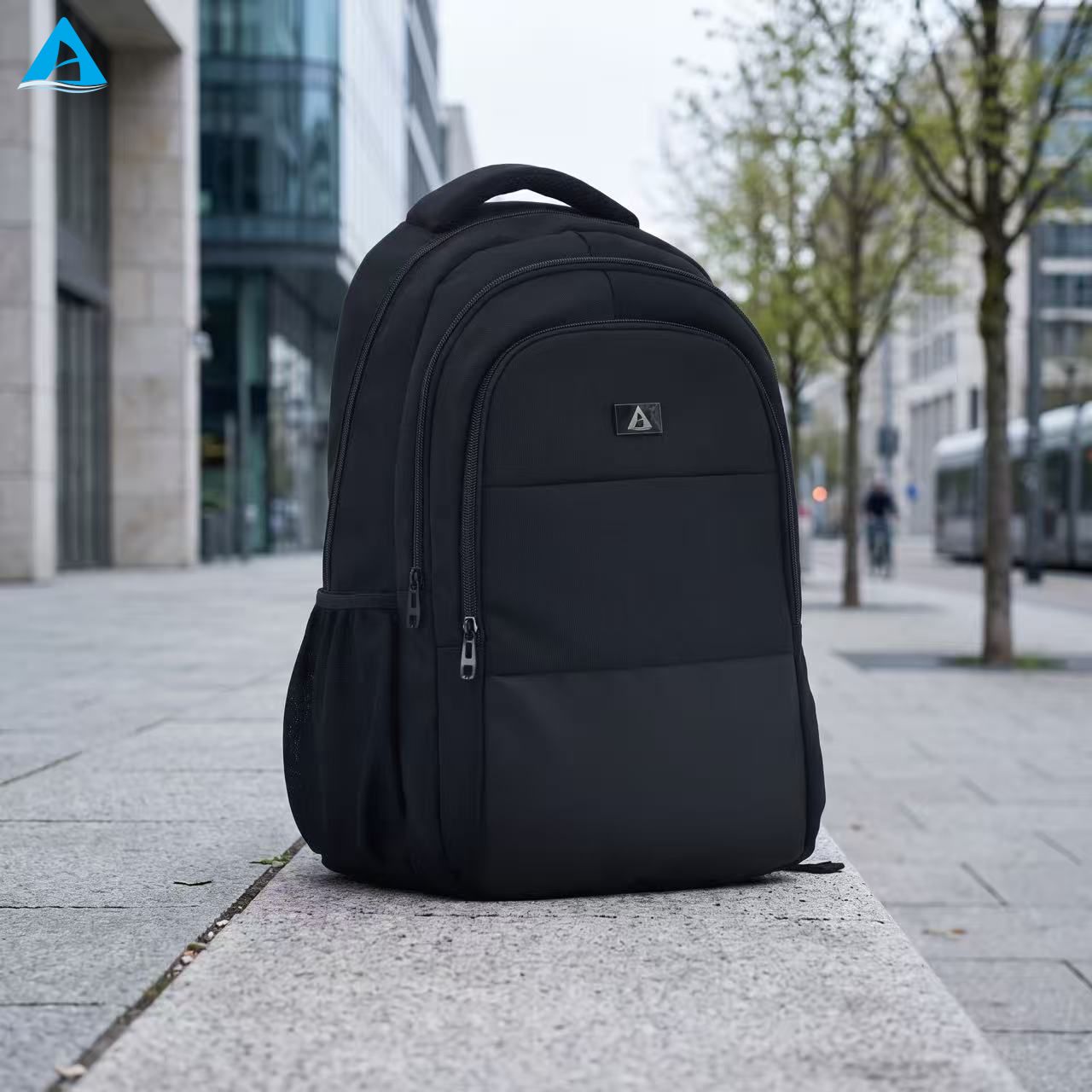 Mochila clásica negra para ordenador portátil de 14 pulgadas, bolso de oficina de negocios de nailon duradero con 3 compartimentos y bolsillos para botellas para viajes escolares para hombres