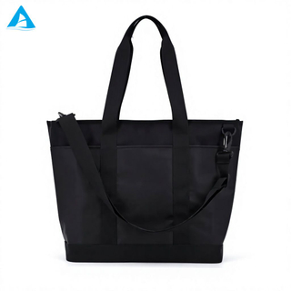 Bolso de mano 2 en 1 de gran capacidad con correa de hombro desmontable, bolso negro mate de PU impermeable para gimnasio, oficina, viajes, mujeres y hombres