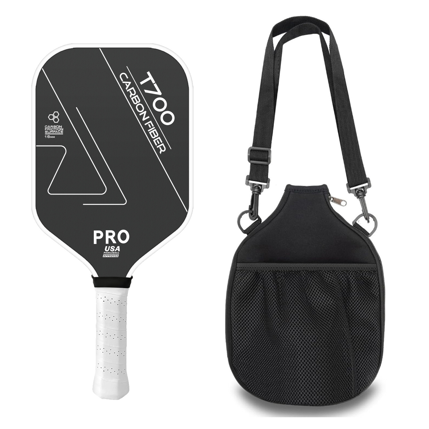 Pickleball Paddle Bag Mochila de neopreno con bolsillo de malla, correa ajustable para hombres y mujeres, deportes al aire libre