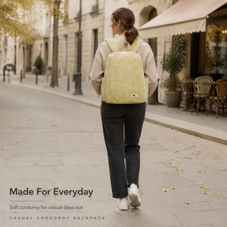 Mochila escolar de pana rayada de gran capacidad OEM ODM Mochila informal ligera con bolsillos laterales para libros de adolescentes