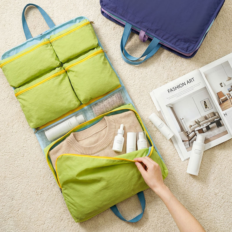 Bolsa organizadora de ropa con compartimentos con cremallera 6 en 1, bolso de viaje multifunción, bolsa de almacenamiento de ropa interior colgante portátil