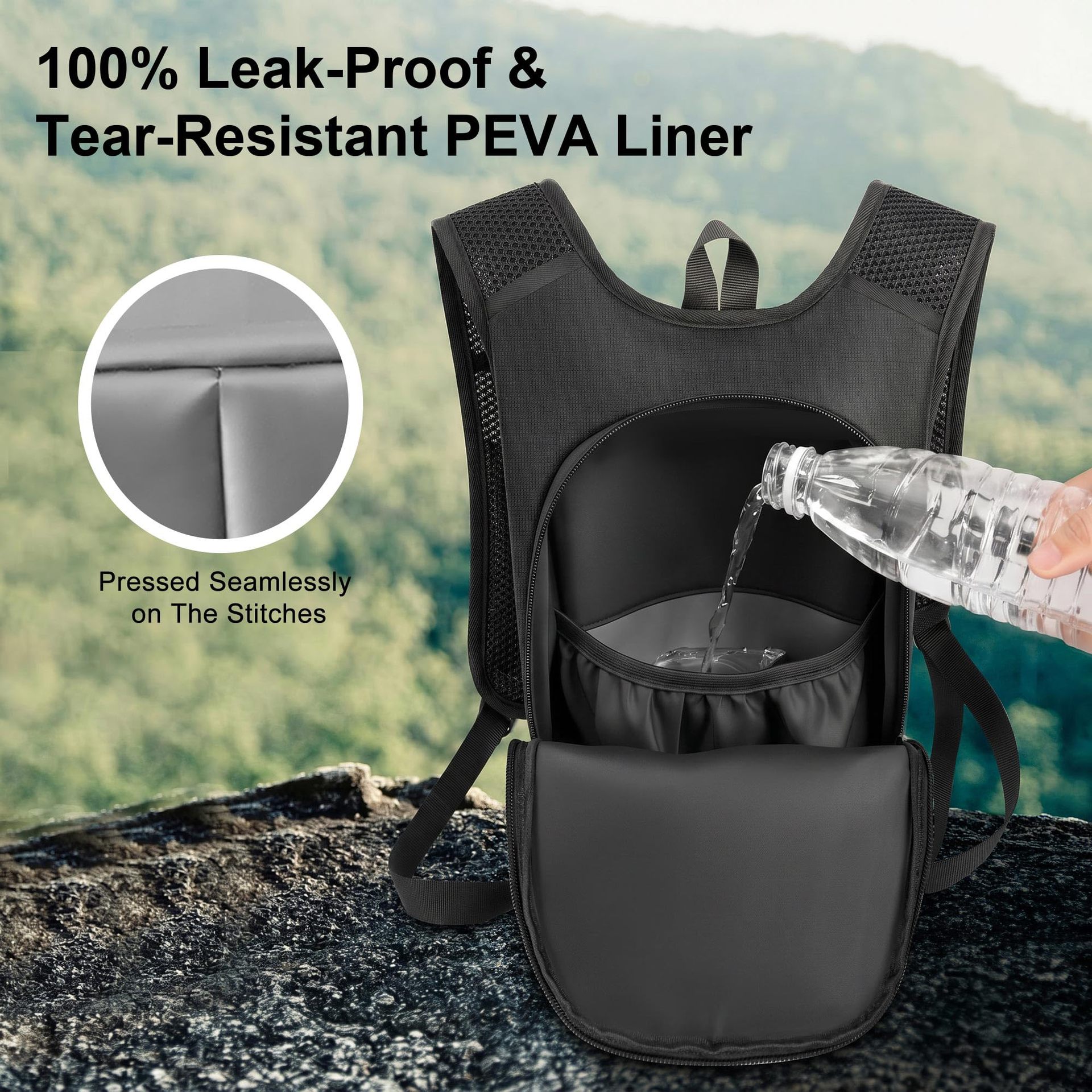 Mochila de hidratación para exteriores, chaleco con forro a prueba de fugas, malla transpirable para correr, ciclismo, mochila con tira reflectante para hombres y mujeres