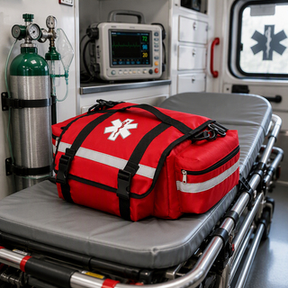 Bolsa para botiquín de primeros auxilios profesional, bolsa roja para traumatismos de emergencia médica de gran capacidad con raya reflectante para acampar al aire libre