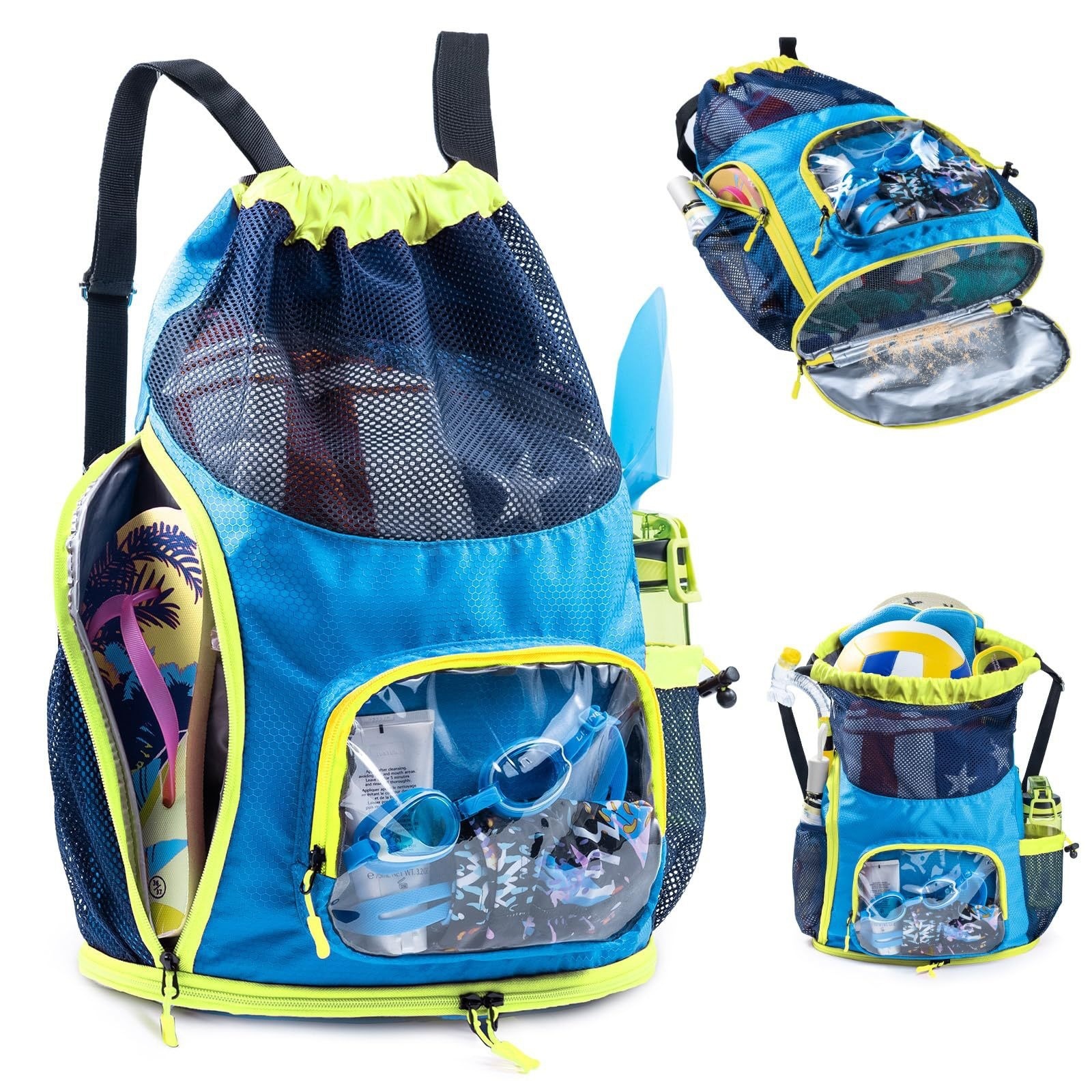 Mochila con cierre y separación en seco y húmedo para hombre y mujer, mochila deportiva para natación, malla de gran capacidad, transpirable, moda de viaje, ligera