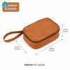 Bolsa de maquillaje y cosméticos de PU con cremallera impermeable de gran capacidad con logotipo personalizado de fábrica con mango suave para uso en viajes de mujer