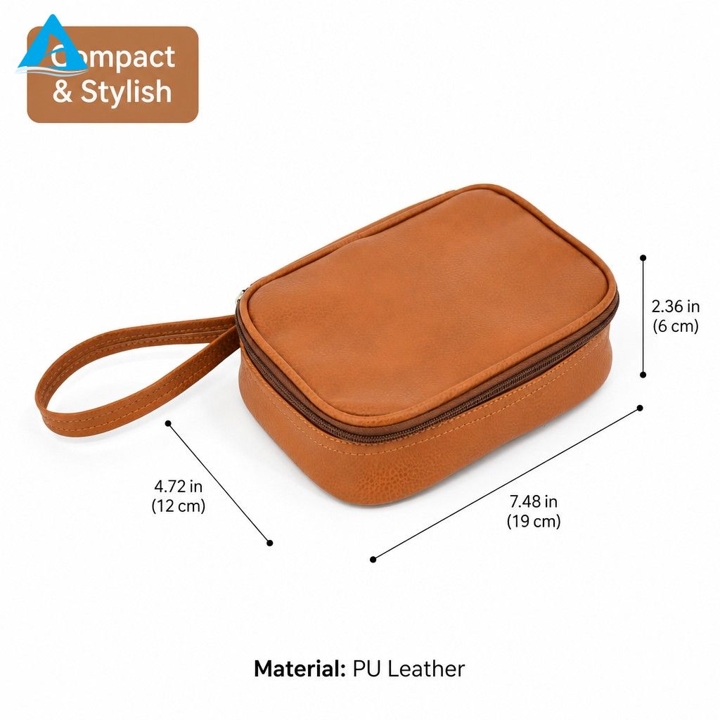 Bolsa de maquillaje y cosméticos de PU con cremallera impermeable de gran capacidad con logotipo personalizado de fábrica con mango suave para uso en viajes de mujer