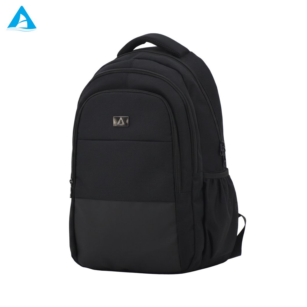 Mochila clásica negra para ordenador portátil de 14 pulgadas, bolso de oficina de negocios de nailon duradero con 3 compartimentos y bolsillos para botellas para viajes escolares para hombres