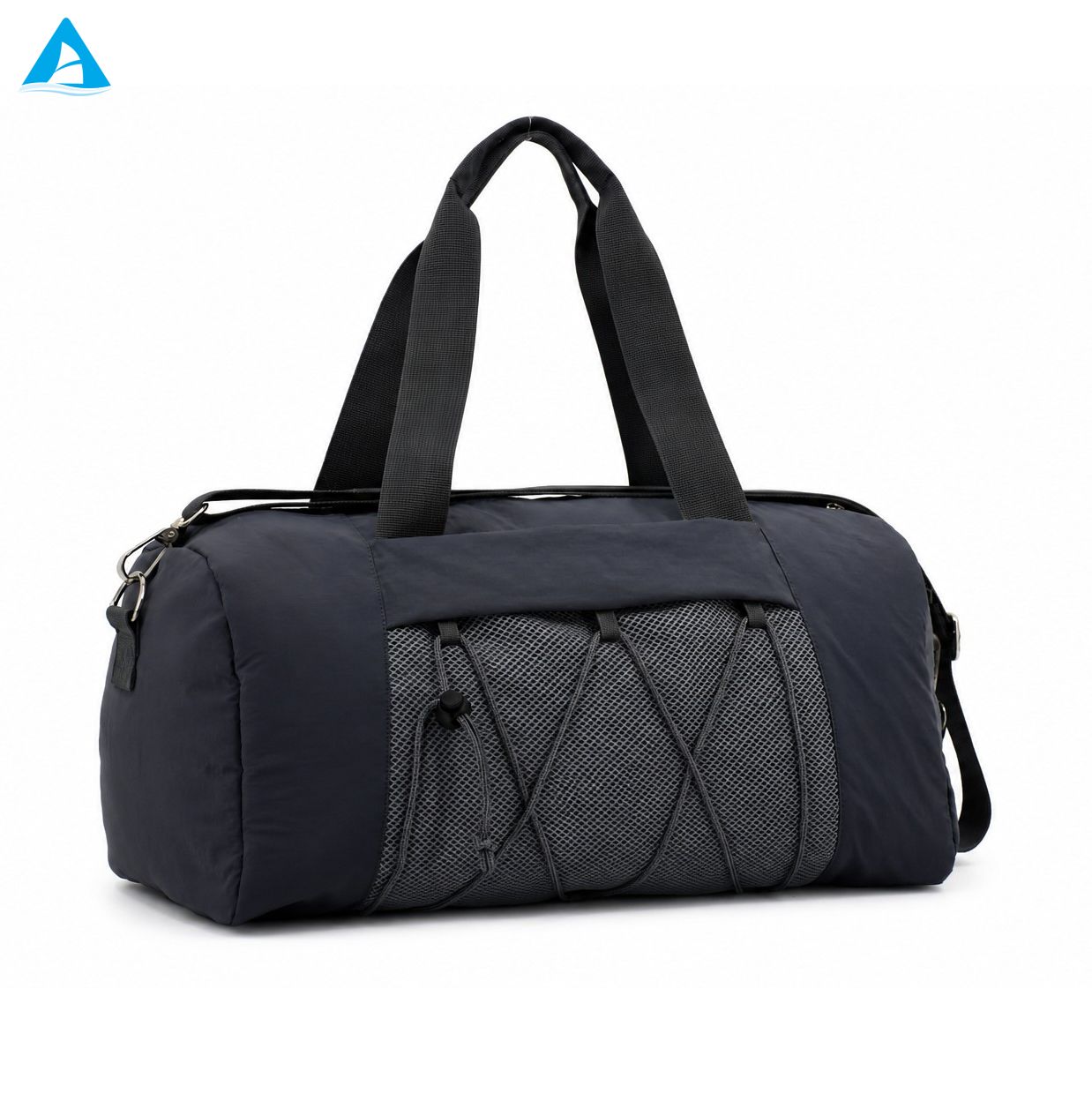 Bolsa de lona para gimnasio, color azul marino, con compartimento para zapatos, bolsa de viaje de fin de semana de nailon resistente al agua con correa desmontable para hombres y mujeres