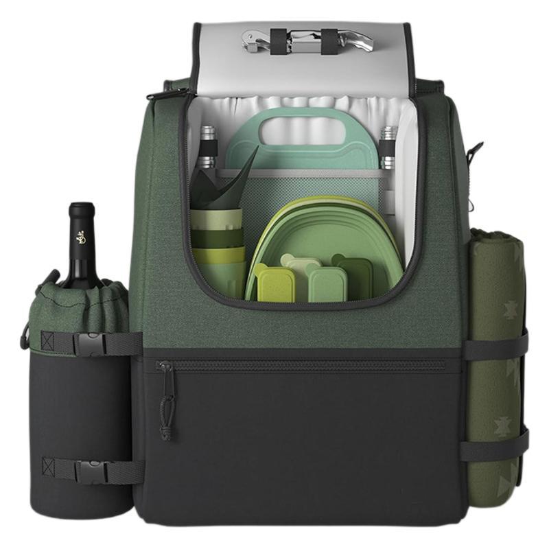 Mochila enfriadora de Picnic con aislamiento de gran capacidad personalizada, bolsa térmica multifuncional con juego completo de bolsillo para vajilla