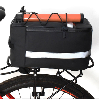 Advance-bolsa trasera de poliéster impermeable para bicicleta, bolsa de almacenamiento para maletero de bicicleta de gran capacidad, tira reflectante, bolsillo para teléfono con cremallera