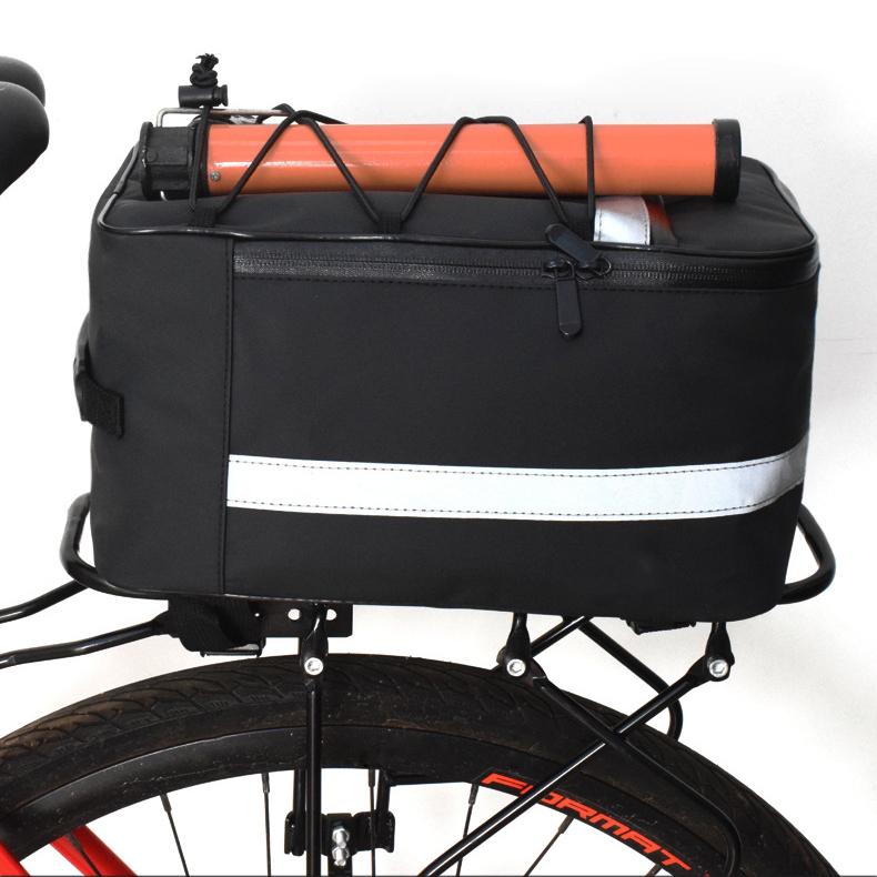 Advance-bolsa trasera de poliéster impermeable para bicicleta, bolsa de almacenamiento para maletero de bicicleta de gran capacidad, tira reflectante, bolsillo para teléfono con cremallera