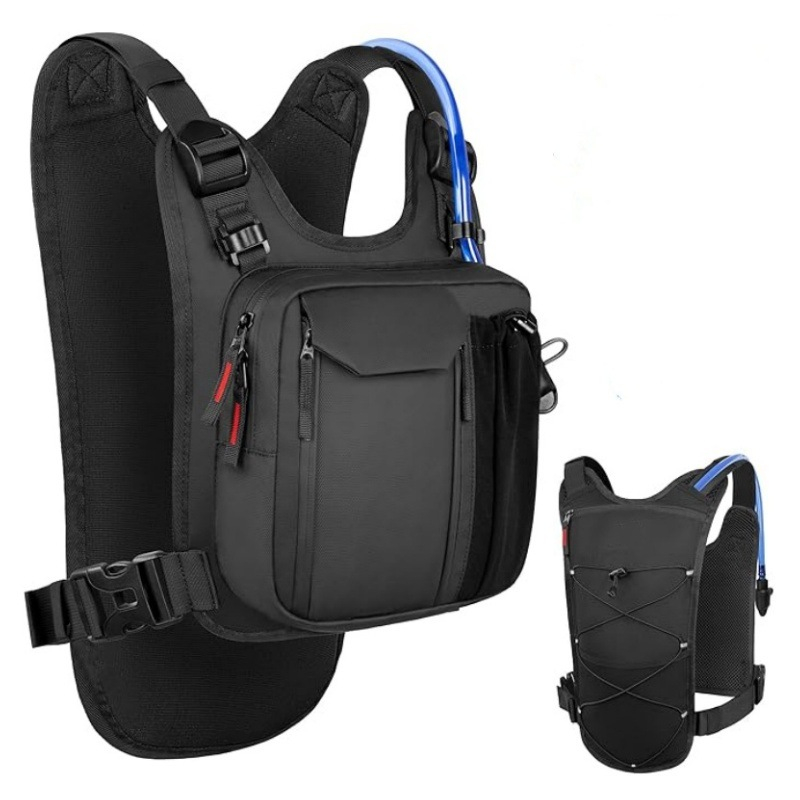 Chaleco táctico para correr para hombre con vejiga de hidratación ligera impermeable correas de mochila ajustables bolsa de agua reflectante