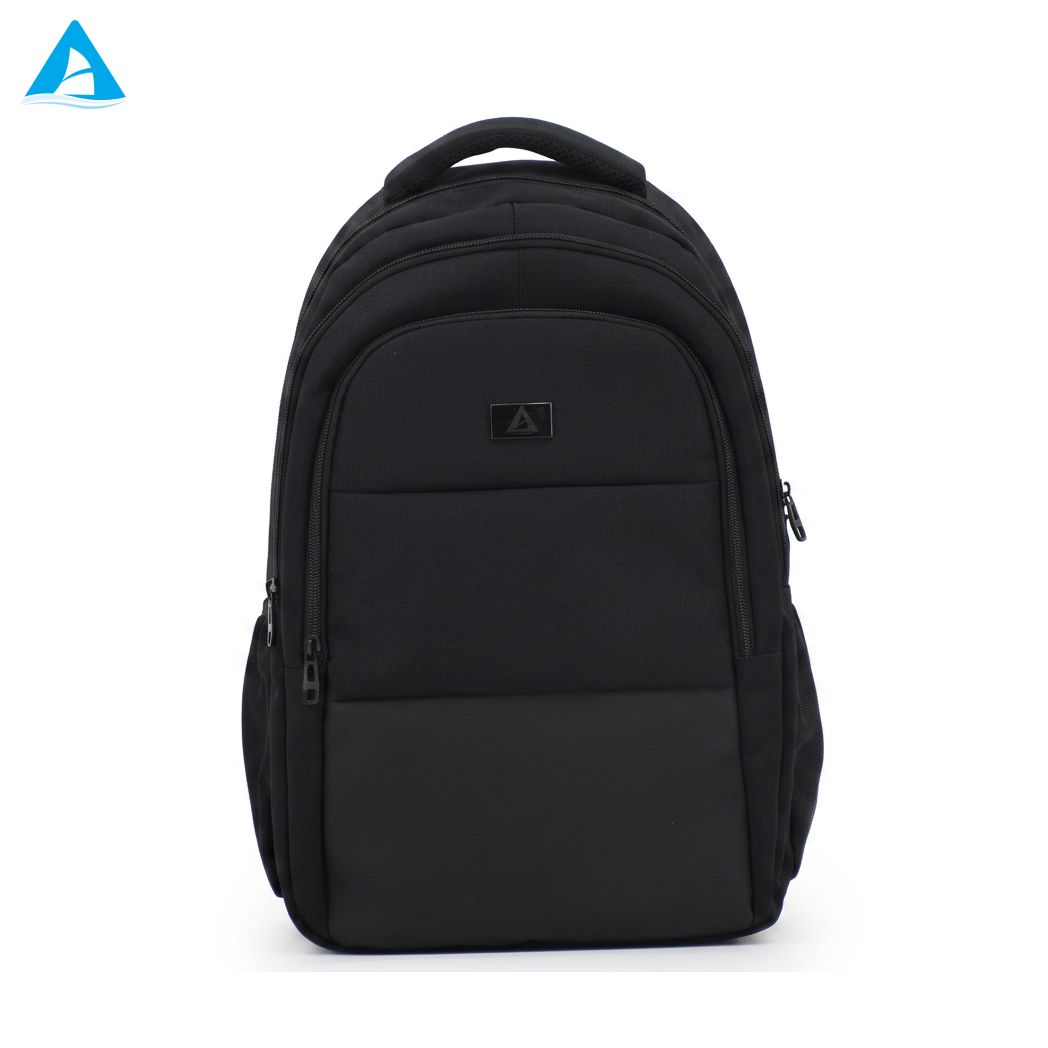 Mochila clásica negra para ordenador portátil de 14 pulgadas, bolso de oficina de negocios de nailon duradero con 3 compartimentos y bolsillos para botellas para viajes escolares para hombres