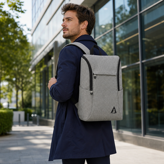 Mochila para portátil con cremalleras frontales curvadas dobles, mochila para viajeros de negocios repelente al agua con logotipo personalizado para viajes de trabajo