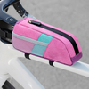 Bolsa de cuadro de bicicleta de tubo superior de bicicleta, impermeable, de poliéster, con cierre de cremallera, bolsa de almacenamiento para manillar, bolsillo para teléfono de acceso rápido para ciclismo