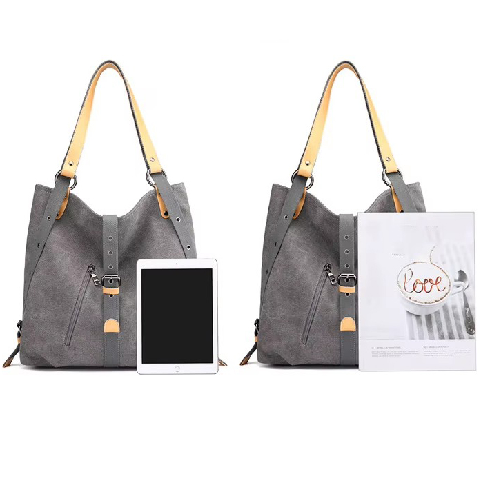 Precio de fábrica, bolso de mano Retro de lona para mujer, bolso de mano Convertible, mochila portátil, bolsos de hombro tipo shopper informales 