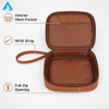 Bolsa de maquillaje y cosméticos de PU con cremallera impermeable de gran capacidad con logotipo personalizado de fábrica con mango suave para uso en viajes de mujer