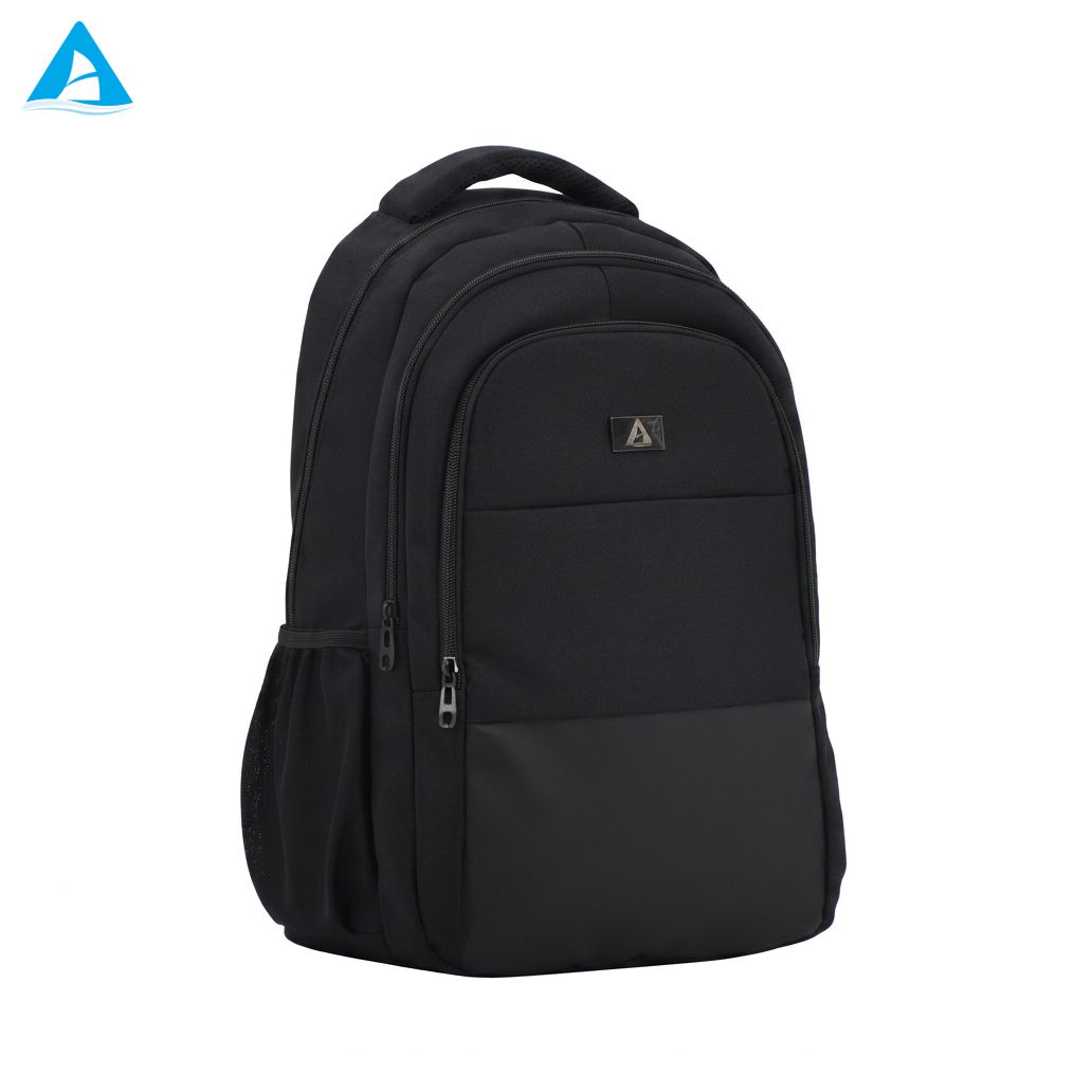 Mochila clásica negra para ordenador portátil de 14 pulgadas, bolso de oficina de negocios de nailon duradero con 3 compartimentos y bolsillos para botellas para viajes escolares para hombres